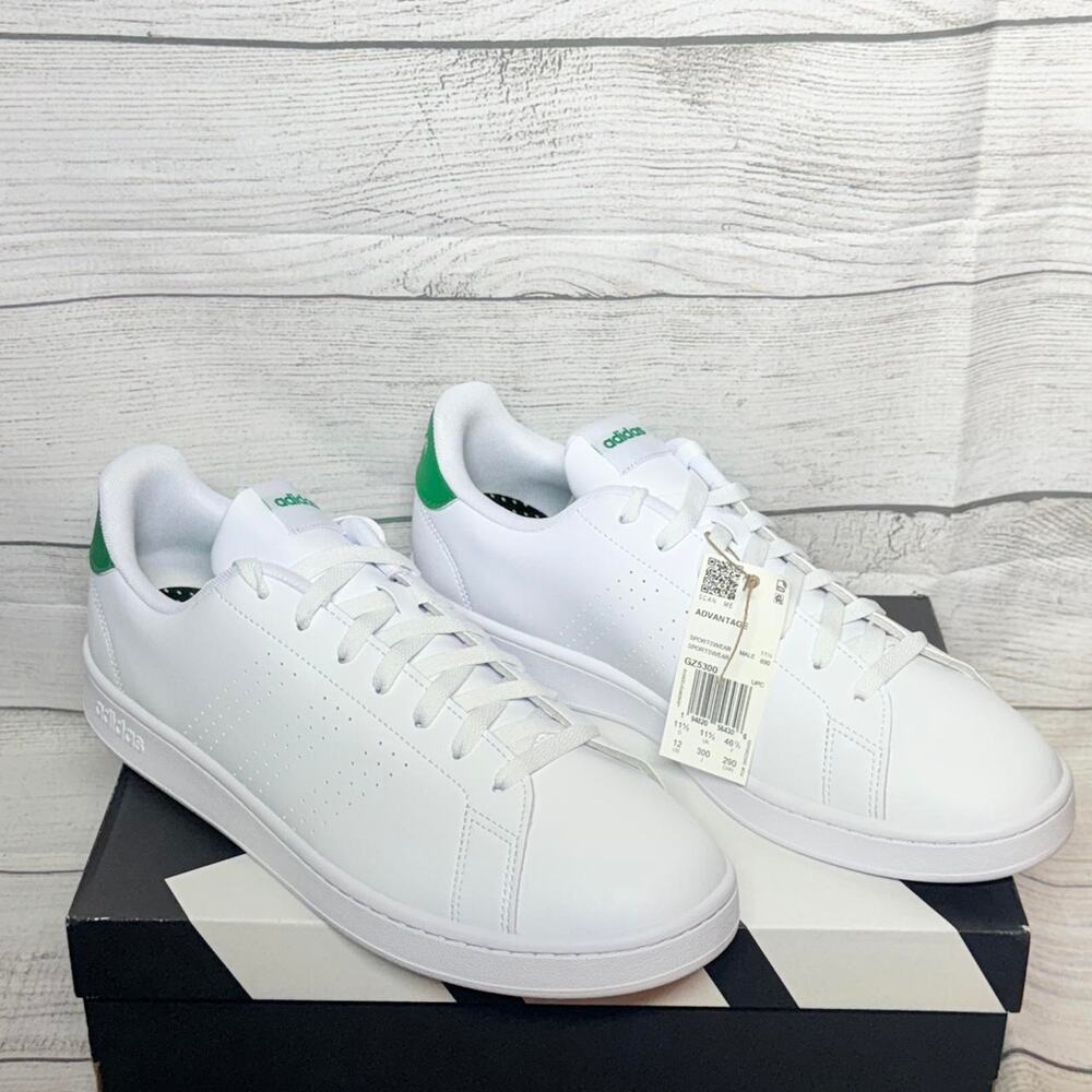 Adidas advantage cloud white/green size 12